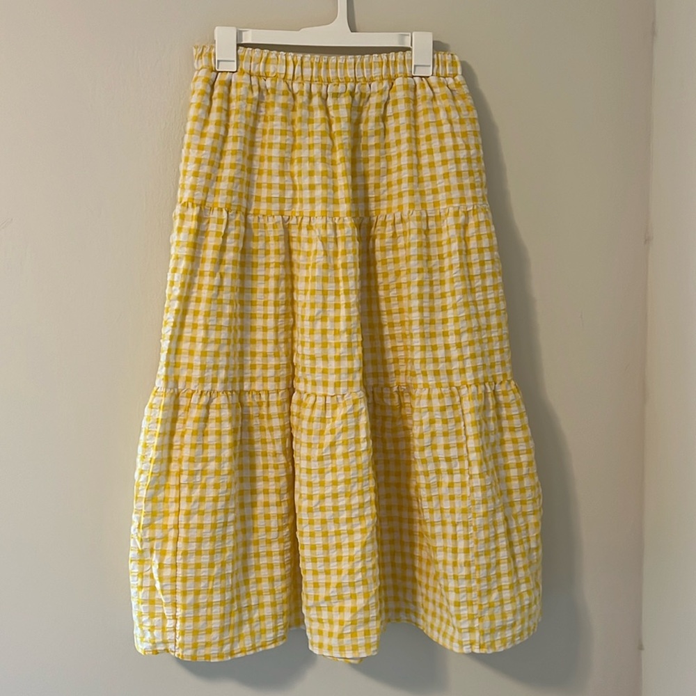 Yellow Plaid Skirt | Size L